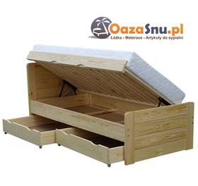 łóżko drewniane praktyczne 100x220 otwieranie i szuflady producent