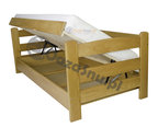 łóżko sosnowe z wysokim siedziskiem i pojemnikiem FENOMEN 140x220