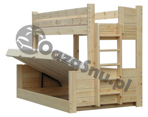 łóżko piętrowe z grubych desek otwierane 3-osobowe producent