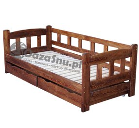 łóżko sosnowe dla dzieci mocne stabilne z barierką z każdej strony producent pojemnik do przechowywania