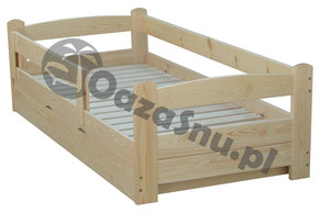łóżko drewniane 80x200 dla dziecka drewno sosnowe ściągana barierka producent prudnik