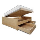 wysokie łóżko drewniane otwierane na bok z pojemnikiem i szufladami ALTO 90x220