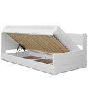 drewniane łóżko otwierane na bok ze skrzynią i pełnymi szczytami LOCA 90x220