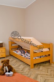 łóżko z wysokim siedziskiem otwierane wygodne sprzątanie łatwe wstawanie