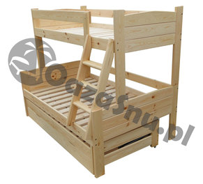 produkcja łóżek sosnowych Prudnik łóżko piętrowe 3-osobowe
