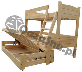 łóżko piętrowe 3-osobowe szerokie z tapczanem sosnowe producent