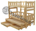 łóżko piętrowe NIAGARA 90x160 trzyosobowe z szufladami 150 kg