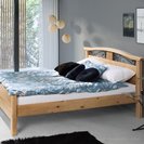 łóżko drewniane sosnowe z elementami metalu wysoki zagłówek LARISA 140x200